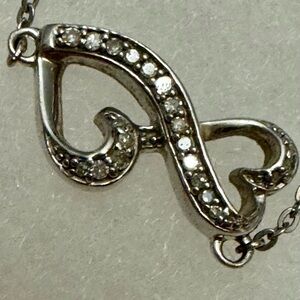 925 Silver Crystal Hearts Infinity Necklace
